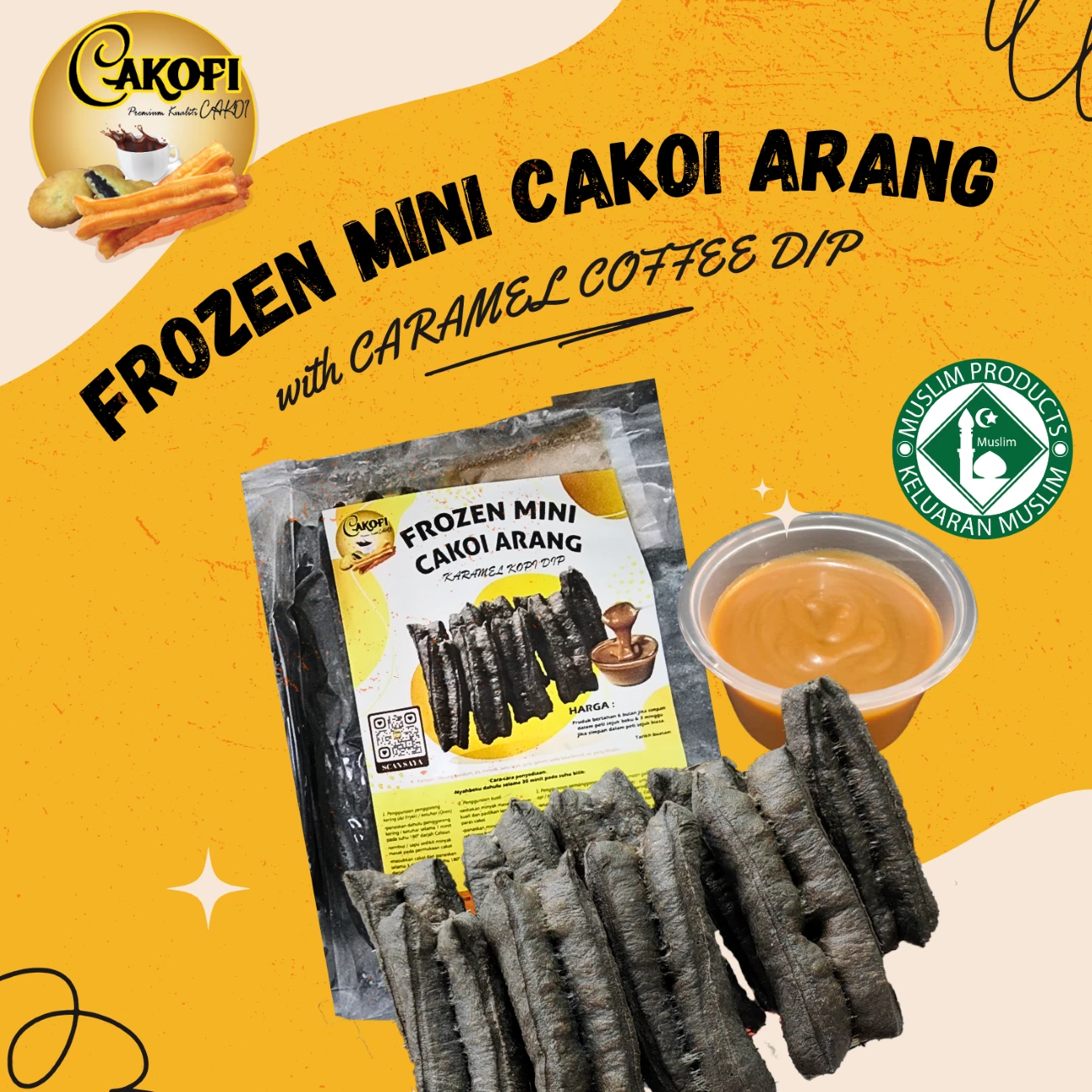 Frozen Mini Cakoi Arang Kopi Karamel Dip